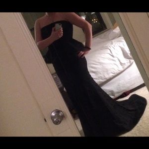 NWT. Adrianna Papell. Black peplum gown. Sz 12.